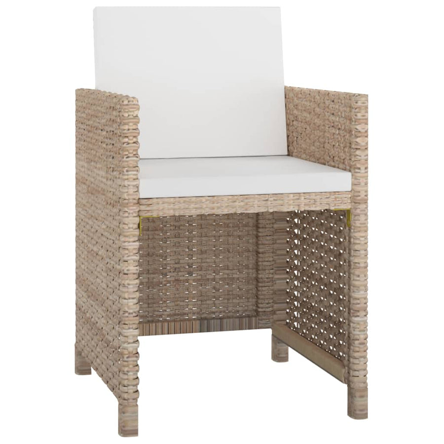 3-Delige Tuinset Met Kussens Poly Rattan Beige 225 cm tafellengte 12x Fauteuil + Tafel
