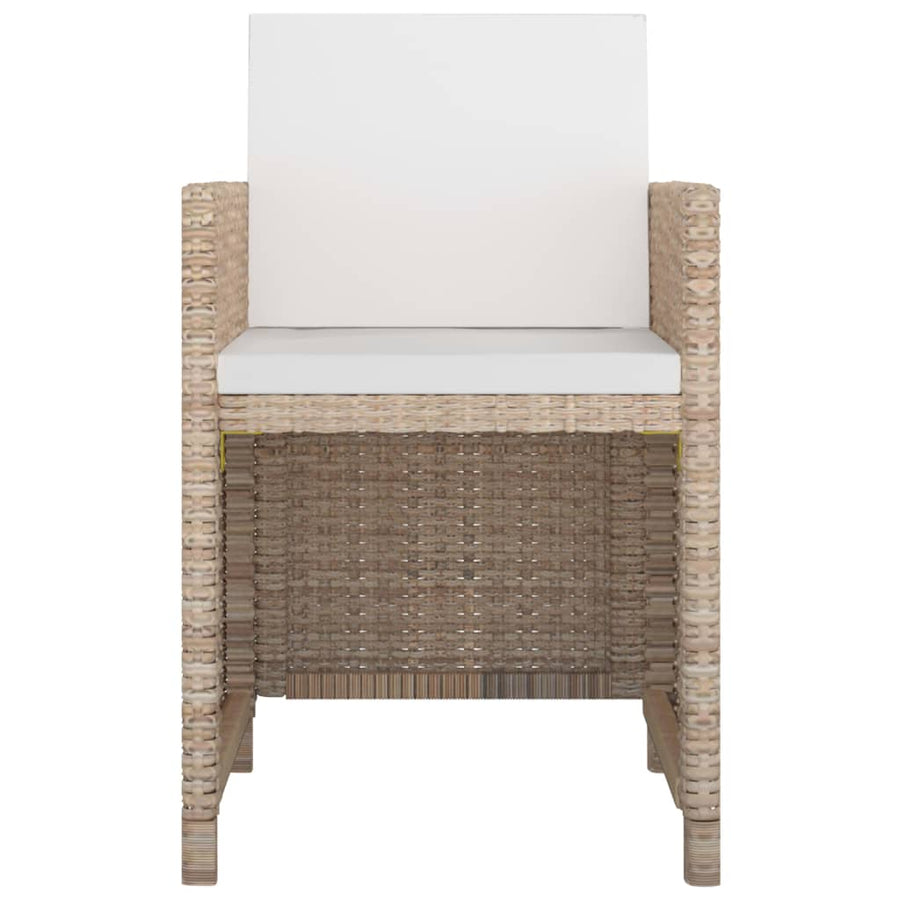 3-Delige Tuinset Met Kussens Poly Rattan Beige 225 cm tafellengte 12x Fauteuil + Tafel