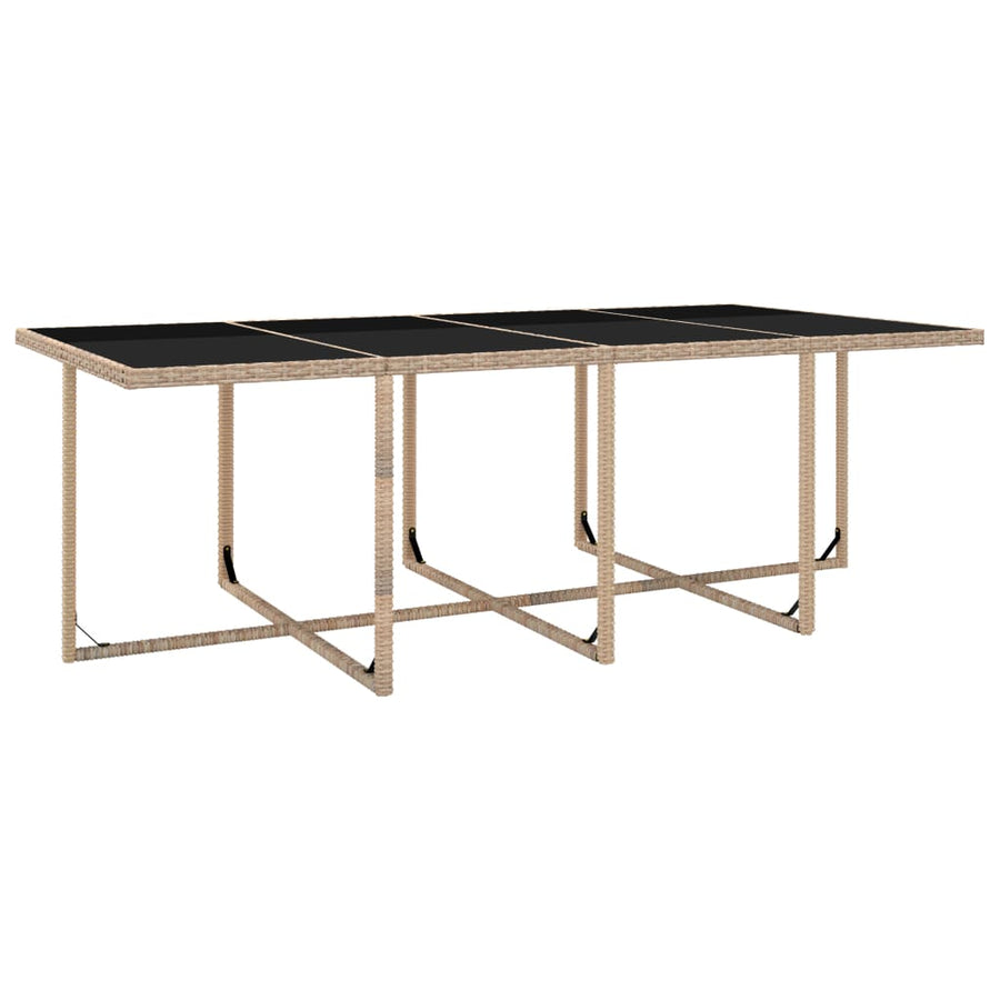 3-Delige Tuinset Met Kussens Poly Rattan Beige 225 cm tafellengte 12x Fauteuil + Tafel