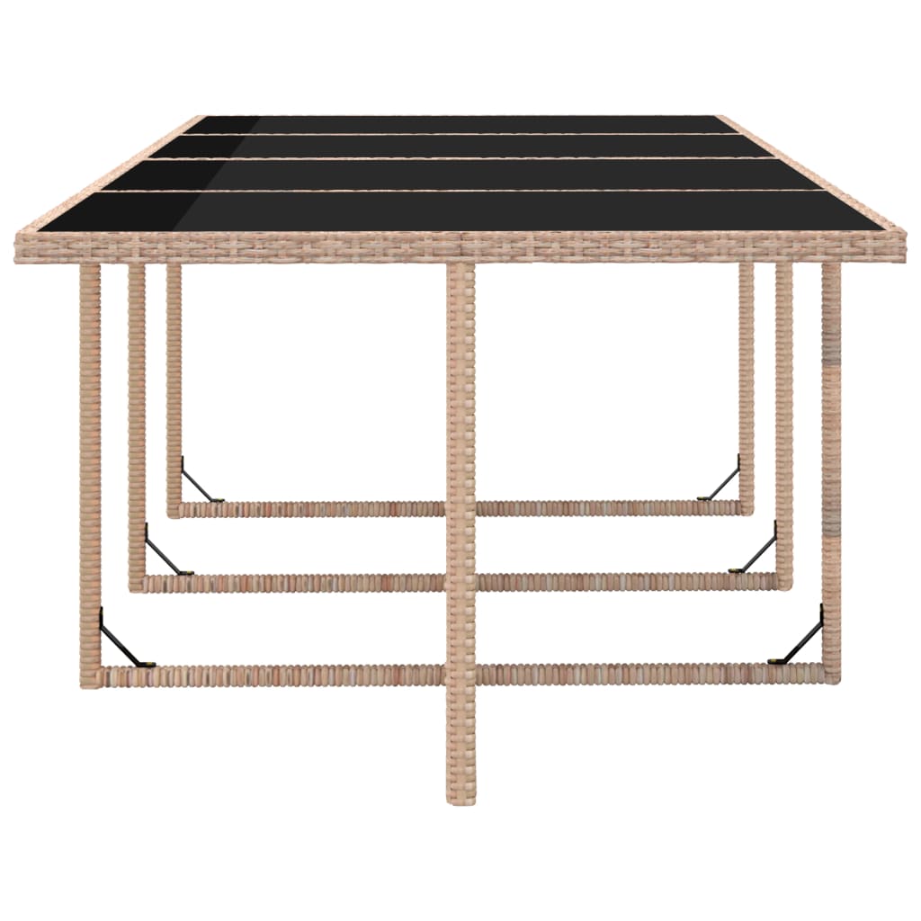 3-Delige Tuinset Met Kussens Poly Rattan Beige 225 cm tafellengte 12x Fauteuil + Tafel