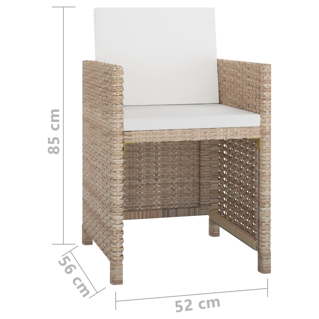 3-Delige Tuinset Met Kussens Poly Rattan Beige 225 cm tafellengte 12x Fauteuil + Tafel
