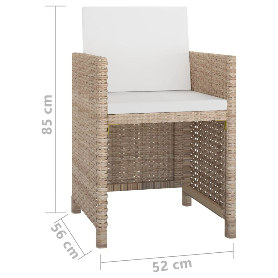 3-Delige Tuinset Met Kussens Poly Rattan Beige 225 cm tafellengte 12x Fauteuil + Tafel