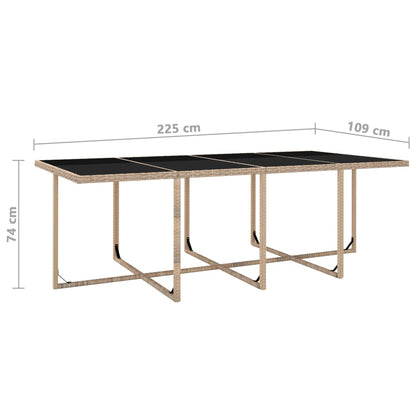 3-Delige Tuinset Met Kussens Poly Rattan Beige 225 cm tafellengte 12x Fauteuil + Tafel