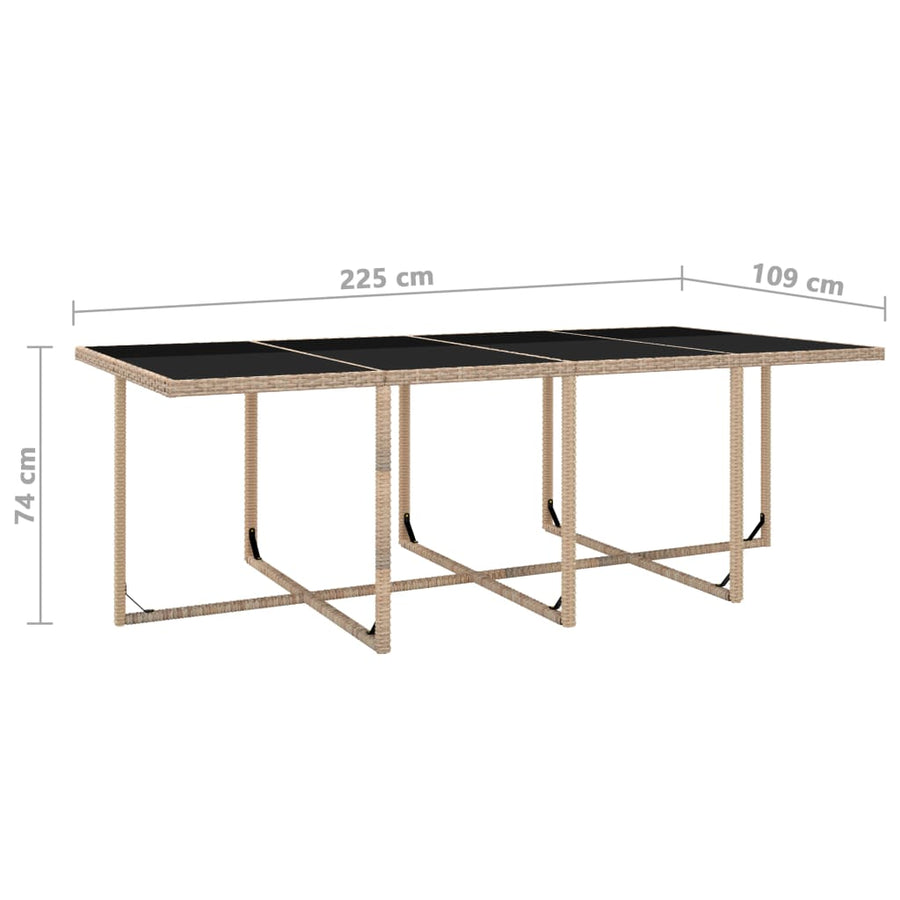 3-Delige Tuinset Met Kussens Poly Rattan Beige 225 cm tafellengte 12x Fauteuil + Tafel