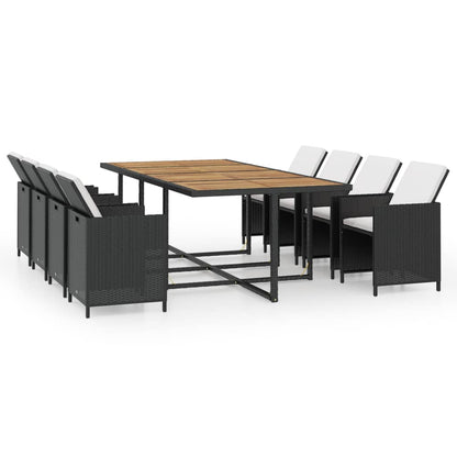 13-Delige Tuinset Met Kussens Poly Rattan Zwart En Bruin 1
