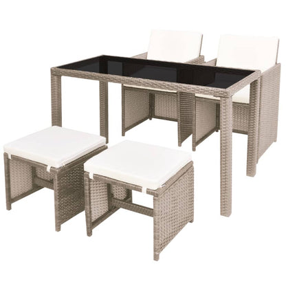 5-Delige Tuinset Met Kussens Poly Rattan 1 Beige