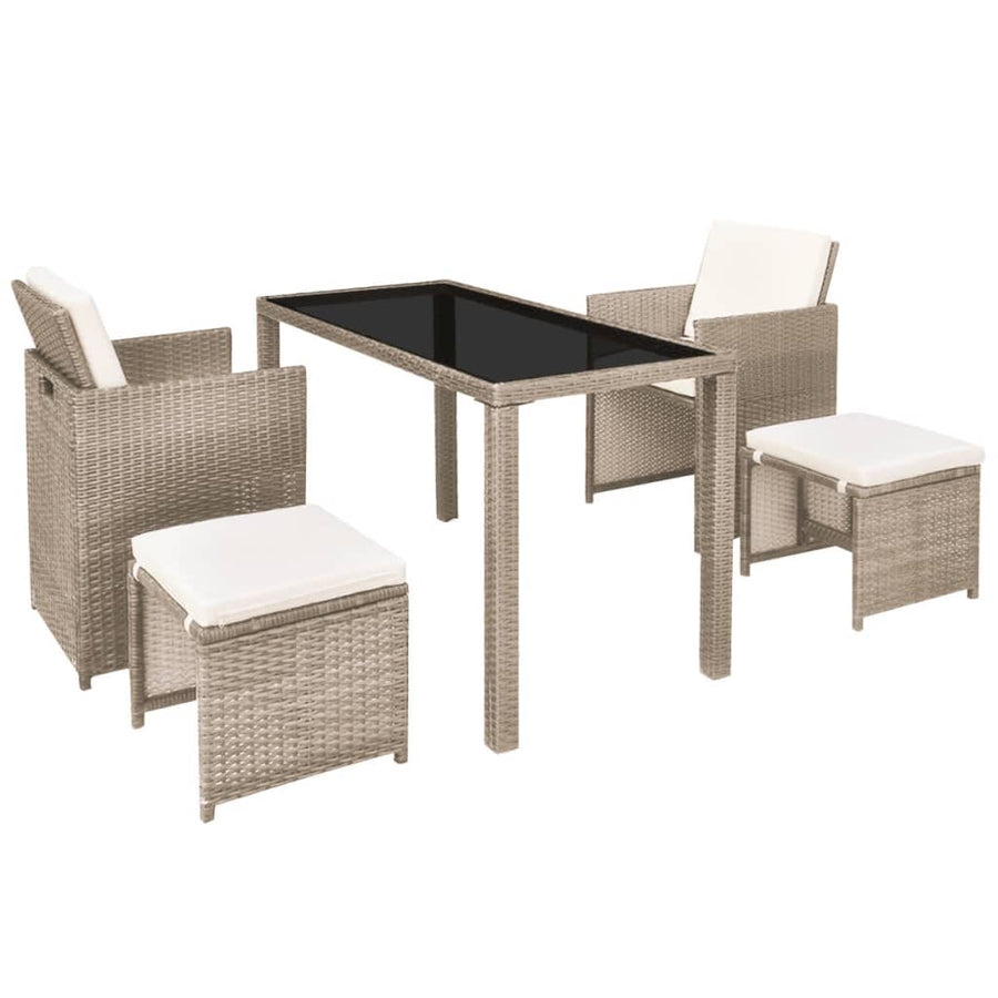 5-Delige Tuinset Met Kussens Poly Rattan 1 Beige