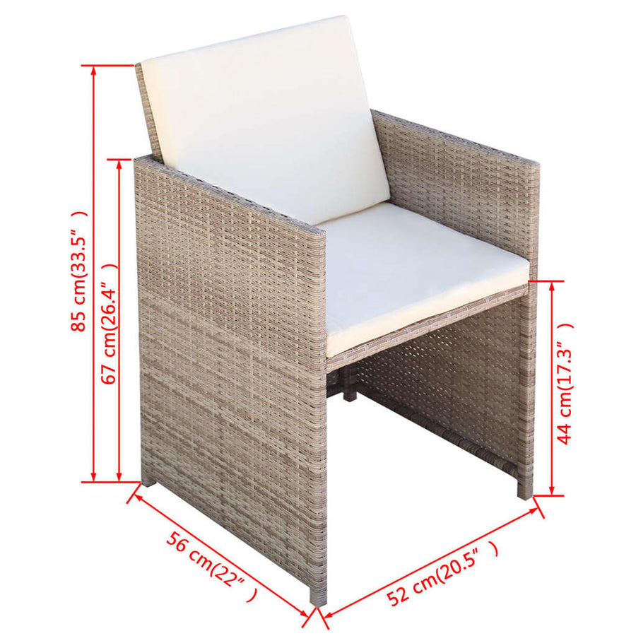 5-Delige Tuinset Met Kussens Poly Rattan 1 Beige