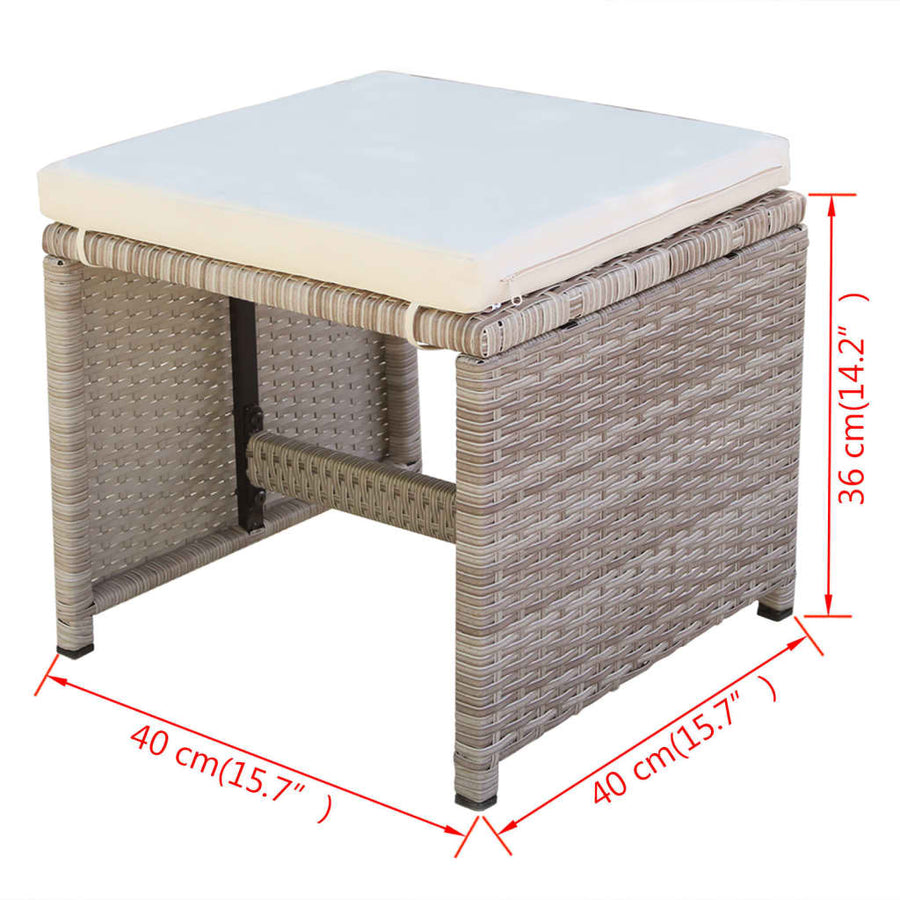 5-Delige Tuinset Met Kussens Poly Rattan 1 Beige