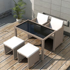 5-piece Garden Set with Cushions, Poly Rattan, Beige