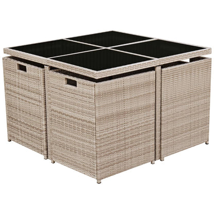 -Delige Tuinset Met Kussens Poly Rattan Beige