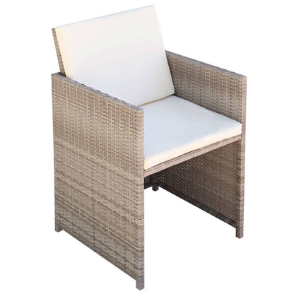 -Delige Tuinset Met Kussens Poly Rattan Beige