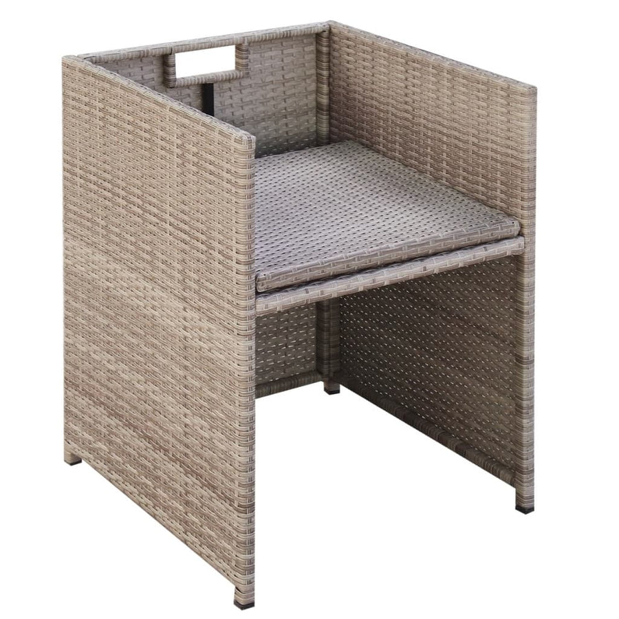 -Delige Tuinset Met Kussens Poly Rattan Beige