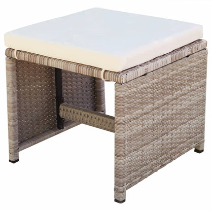 -Delige Tuinset Met Kussens Poly Rattan Beige