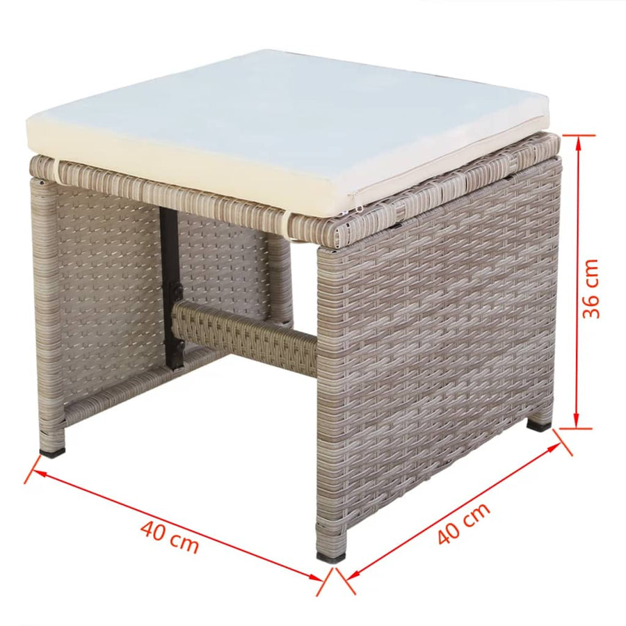 -Delige Tuinset Met Kussens Poly Rattan Beige
