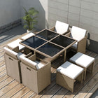 -Delige Tuinset Met Kussens Poly Rattan Beige