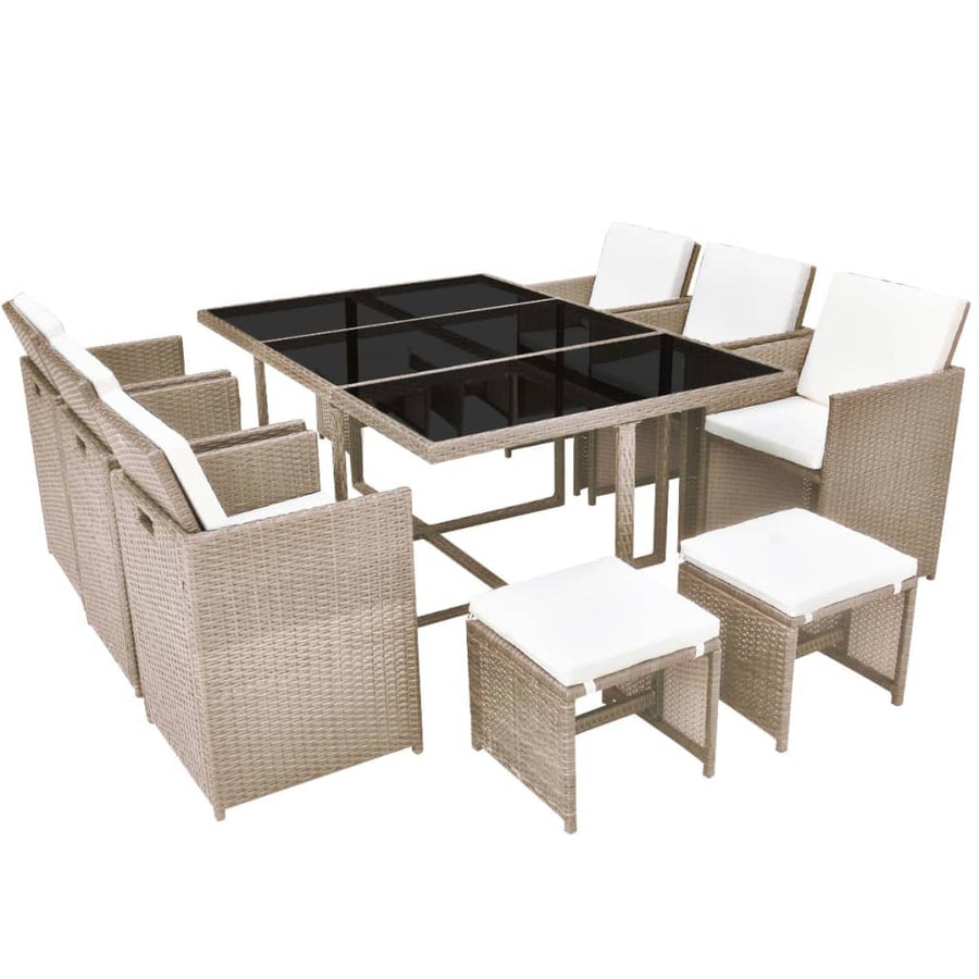 1 Tuinset Met Kussens Poly Rattan Beige 1