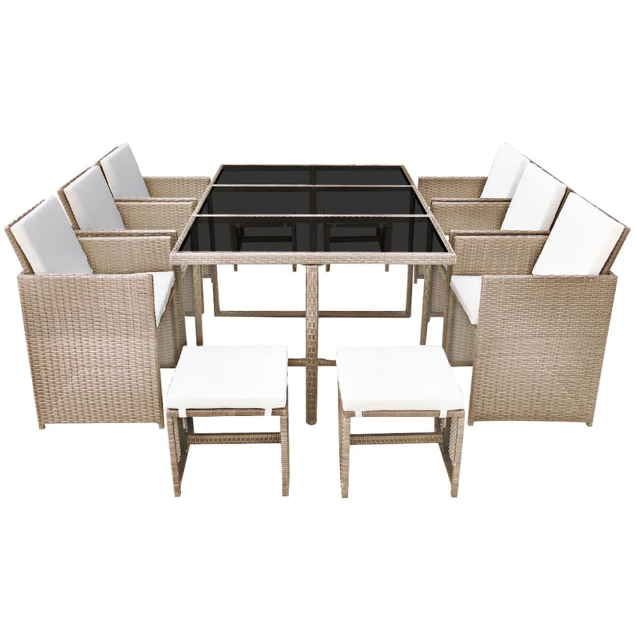 1 Tuinset Met Kussens Poly Rattan Beige 1