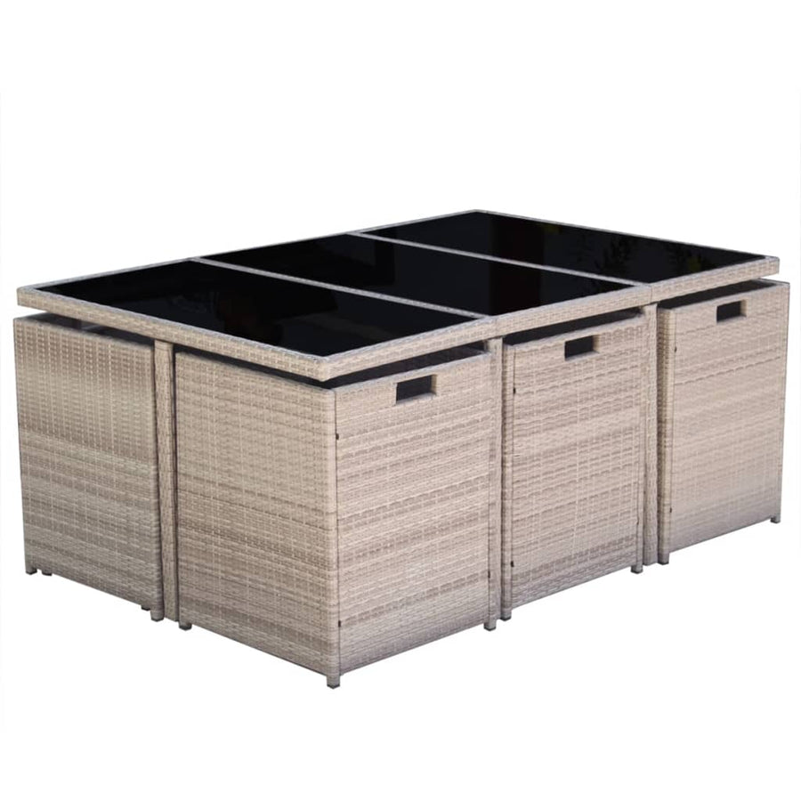 1 Tuinset Met Kussens Poly Rattan Beige 1