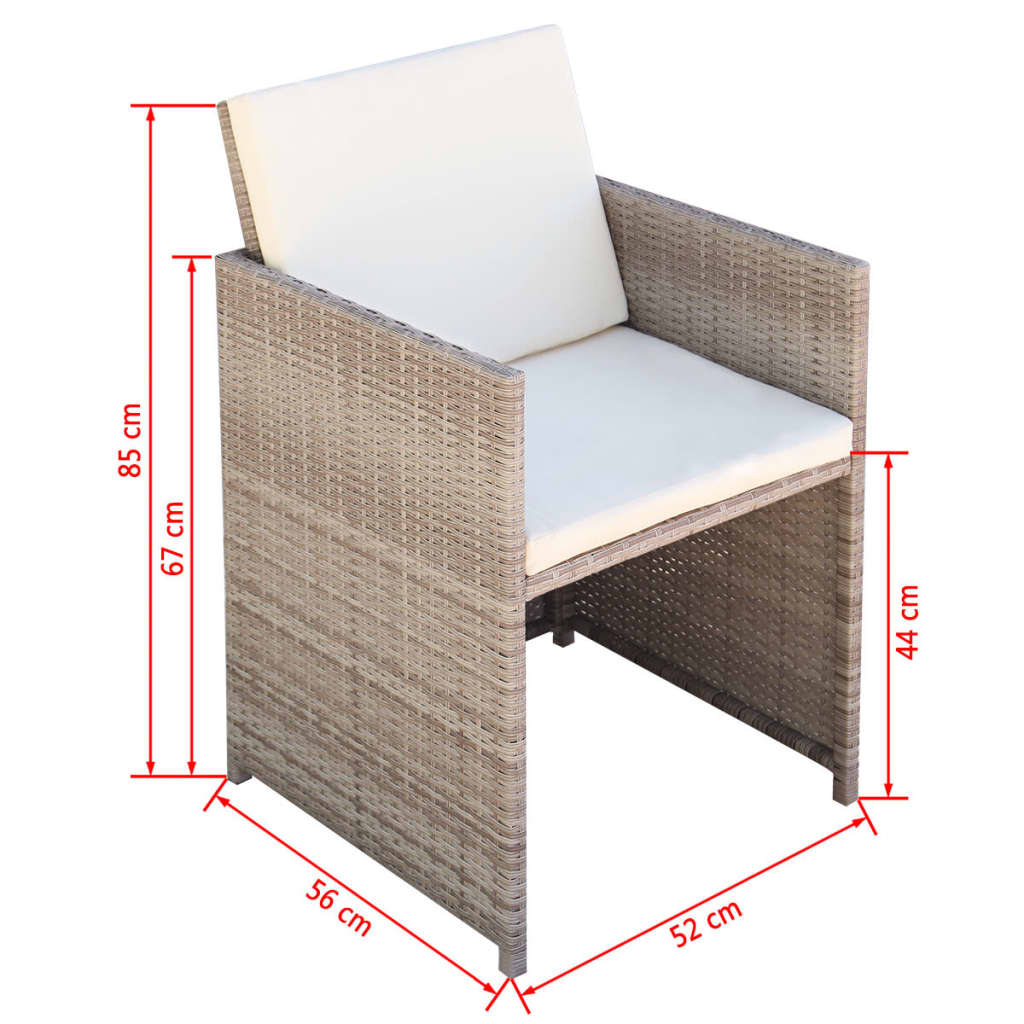 1 Tuinset Met Kussens Poly Rattan Beige 1