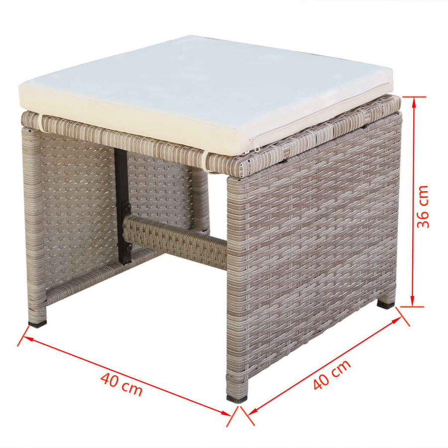 1 Tuinset Met Kussens Poly Rattan Beige 1