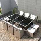 -Delige Tuinset Met Kussens Poly Rattan Beige 167 cm tafellengte 6x Fauteuil + 4x voetensteun + Tafel