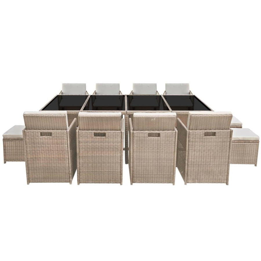 13-Delige Tuinset Met Kussens Poly Rattan Beige 1