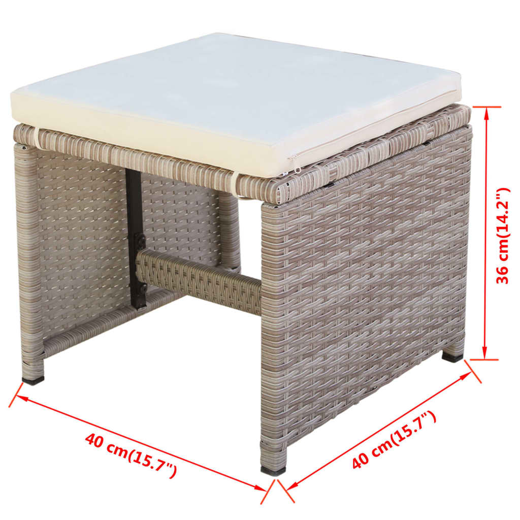 13-Delige Tuinset Met Kussens Poly Rattan Beige 1
