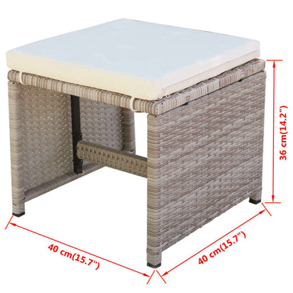 13-Delige Tuinset Met Kussens Poly Rattan Beige 1