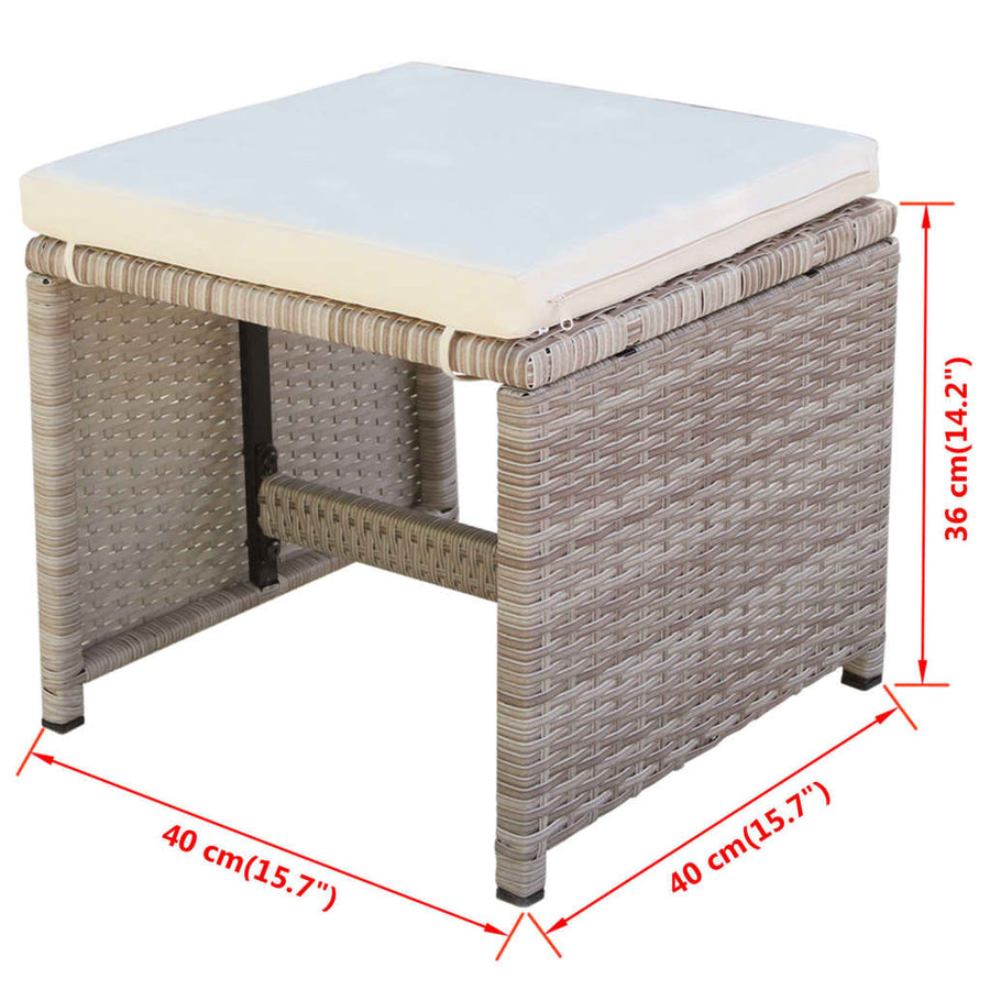 13-Delige Tuinset Met Kussens Poly Rattan Beige 1