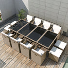 3-Delige Tuinset Met Kussens Poly Rattan Beige 225 cm tafellengte 8x Fauteuil + 4x voetensteun + Tafel