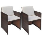 Garden Chairs with Cushions Poly Rattan Brown