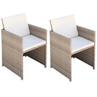 Tuinstoelen 2 stuks poly rattan beige met kussens