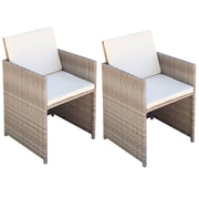 Tuinstoelen 2 stuks poly rattan beige met kussens