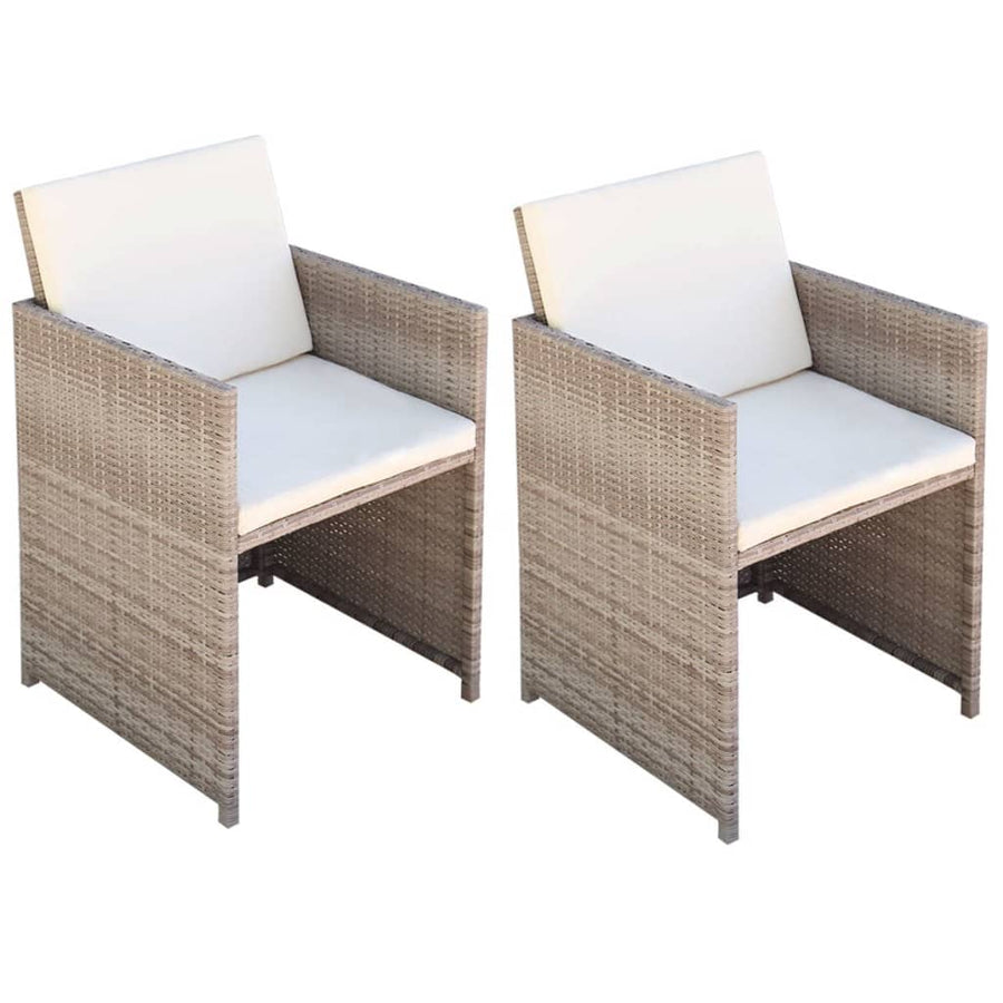 Tuinstoelen Met Kussens Poly Rattan Beige