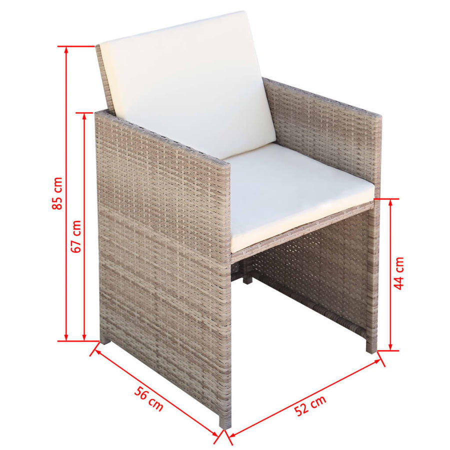 Tuinstoelen Met Kussens Poly Rattan Beige