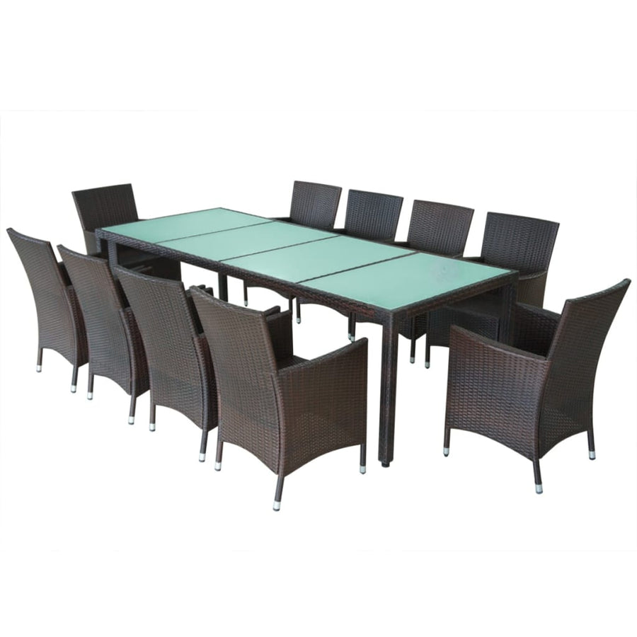 -Delige Tuinset Met Kussens Poly Rattan 11 250 cm tafellengte Bruin en wit