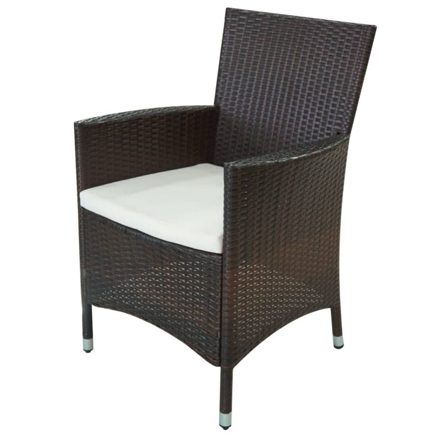 -Delige Tuinset Met Kussens Poly Rattan 11 250 cm tafellengte Bruin en wit
