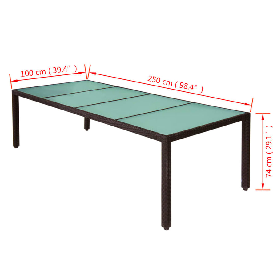 -Delige Tuinset Met Kussens Poly Rattan 11 250 cm tafellengte Bruin en wit