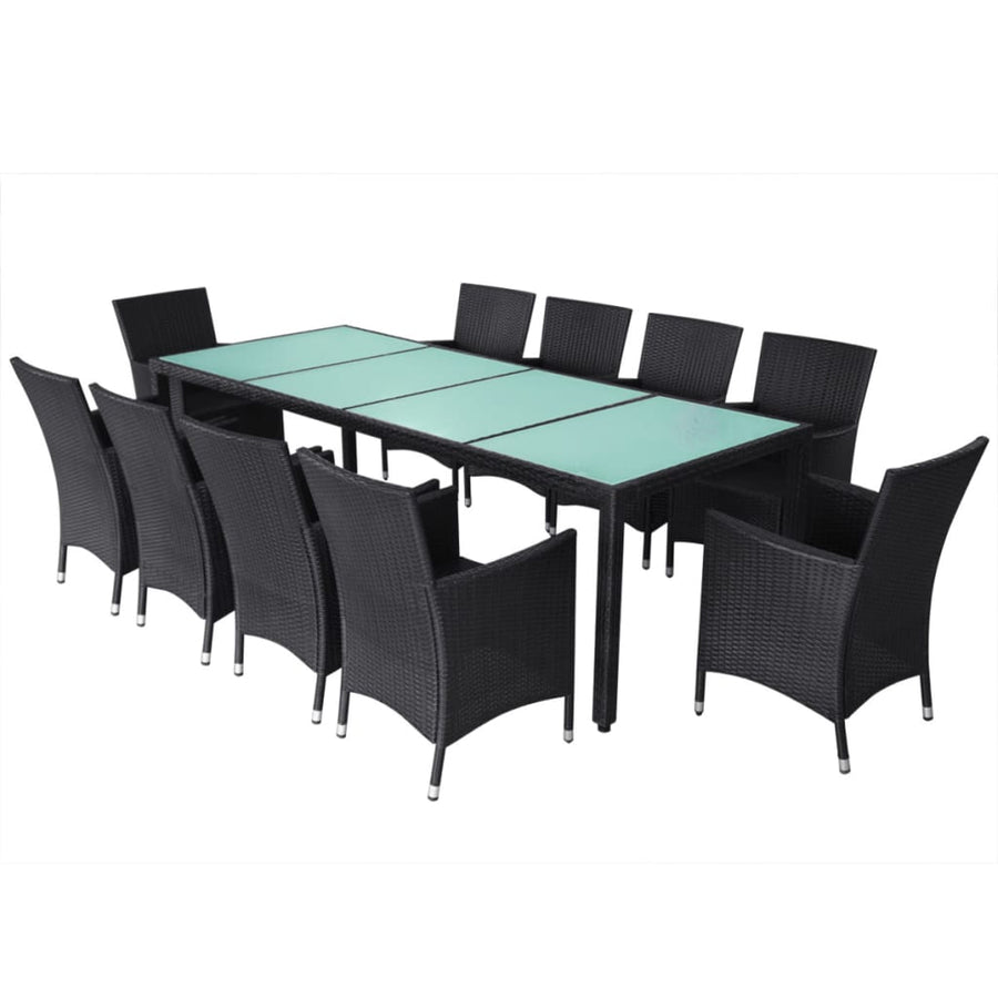 -Delige Tuinset Met Kussens Poly Rattan 11 250 cm tafellengte Zwart en wit