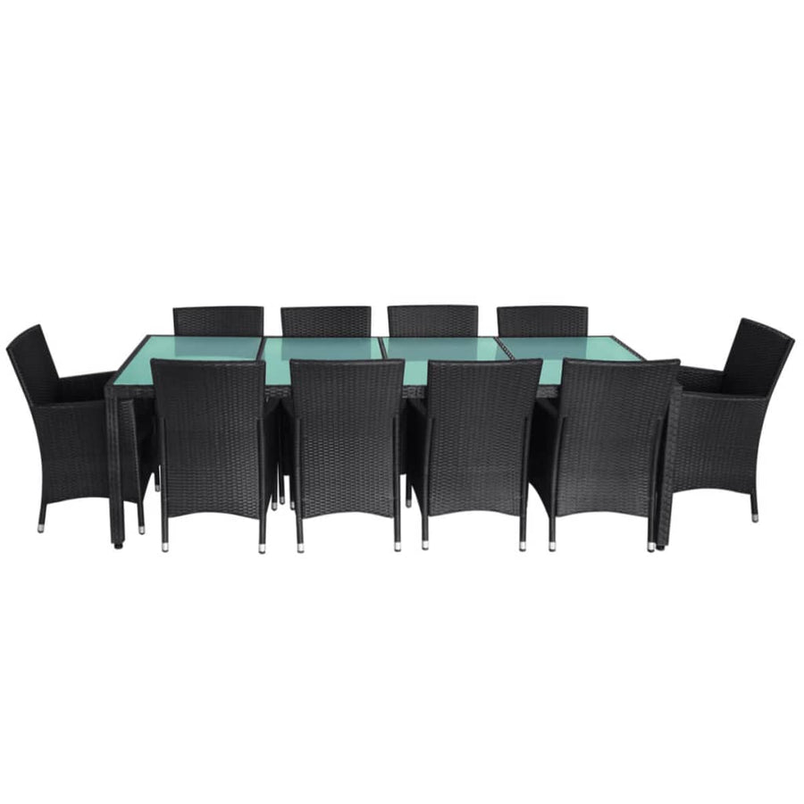 -Delige Tuinset Met Kussens Poly Rattan 11 250 cm tafellengte Zwart en wit