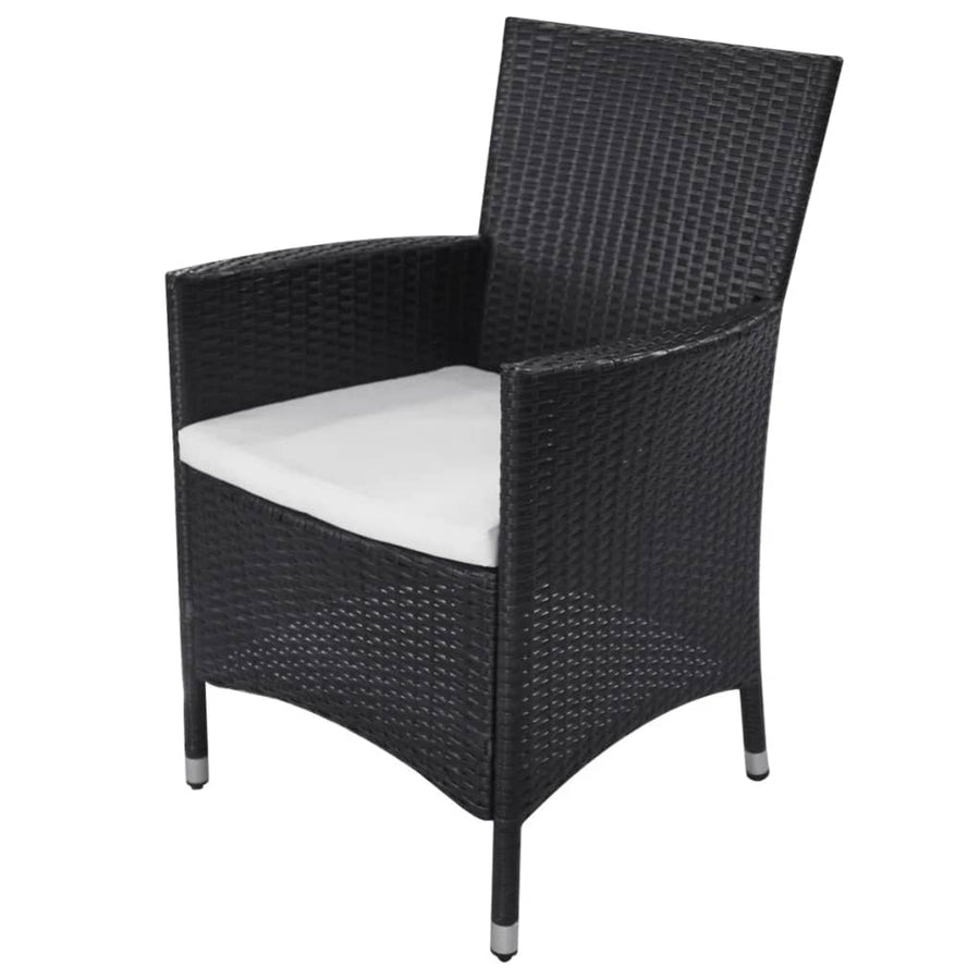 -Delige Tuinset Met Kussens Poly Rattan 11 250 cm tafellengte Zwart en wit