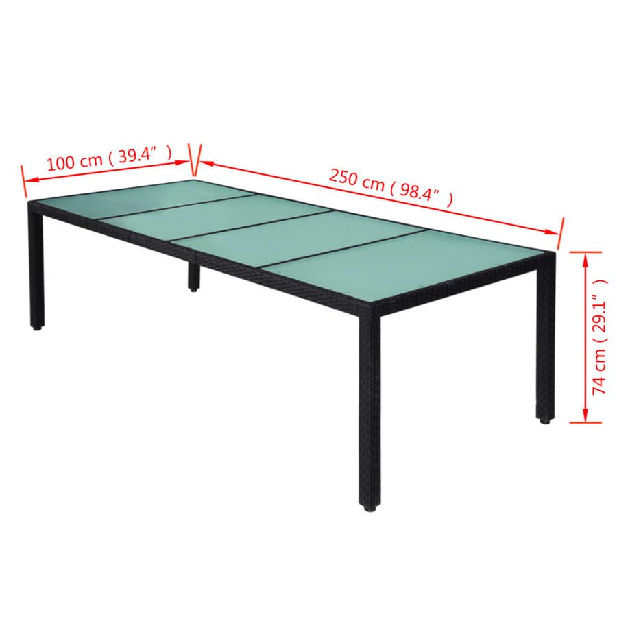 -Delige Tuinset Met Kussens Poly Rattan 11 250 cm tafellengte Zwart en wit