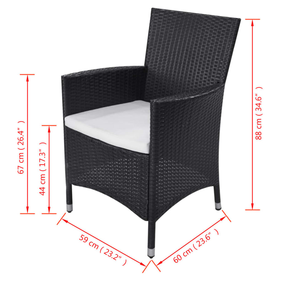 -Delige Tuinset Met Kussens Poly Rattan 11 250 cm tafellengte Zwart en wit