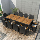 -Delige Tuinset Met Kussens Poly Rattan Zwart 11 250 cm tafellengte