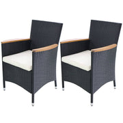 Tuinstoelen poly rattan 2 stuks zwart