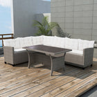 3-Delige Loungeset Met Kussens Poly Rattan Grijs