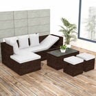 -Delige Loungeset Met Kussens Poly Rattan Bruin