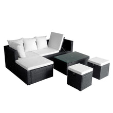 -Delige Loungeset Met Kussens Poly Rattan Zwart en wit