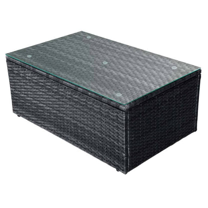 -Delige Loungeset Met Kussens Poly Rattan Zwart en wit